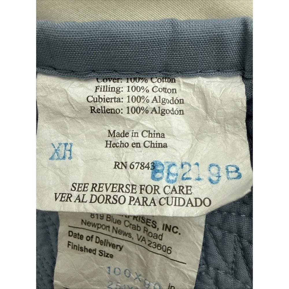 C and F Enterprises Blue Quilted Queen Bedspread Floral Cottagecore Coverlet